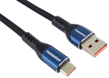 PremiumCord Super fast charging 5A kabel USB-C - USB 2.0 A bavlněný oplet 0,5m