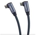 PremiumCord USB-C 2x zahnutý kabel ( USB 3.2 GEN 2x2, 5A, 100W, 20Gbit/s ) bavlněný oplet, 3m