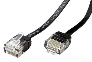 Roline UTP patchkabel kat. 6a, tenký, plochý, 1m, černý