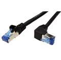 S/FTP patchkabel kat.6a, lomený konektor, 0,25m, černý