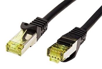 S/FTP patchkabel kat. 7, s konektory RJ45, LSOH, 1m, černý