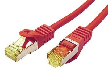 S/FTP patchkabel kat. 7, s konektory RJ45, LSOH, 3m, červený