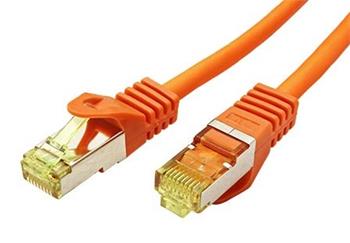S/FTP patchkabel kat. 7, s konektory RJ45, LSOH, 3m, oranžový