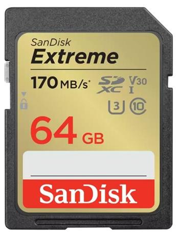 SanDisk Extreme SDXC 64GB 170MB/ s V30 UHS-I U3