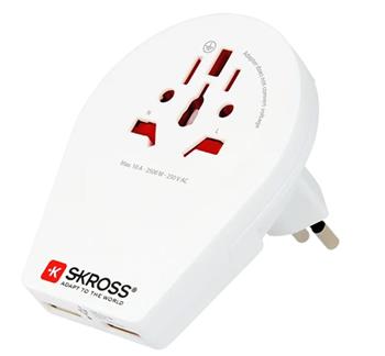 SKROSS Cestovní adaptér "World to CH+IT+BRA USB" (svět -> CH, IT, BRA)