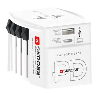 SKROSS Univerzální cestovní adaptér "MUV USB AC65PD", PD až 65W, USB A + C, s USB C kabelem