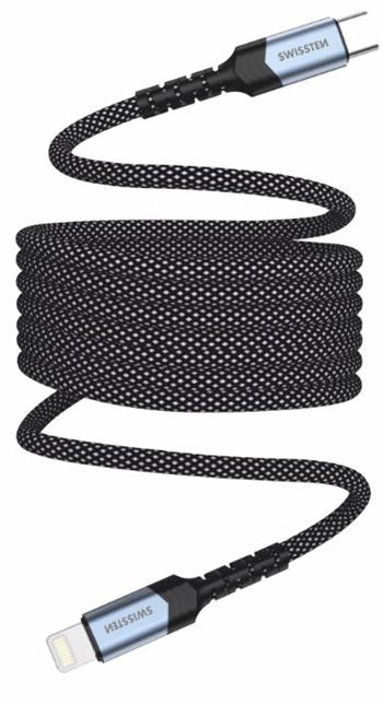 SWISSTEN MAGNETICKÝ DATOVÝ KABEL SAMONAVÍJECÍ USB-C / LIGHTNING 1 M