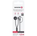 SWISSTEN MAGNETICKÝ KABEL 2v1 PRO SAMSUNG GALAXY WATCH A USB-C, USB-C (USB-A) 1.2 M ČERNÝ