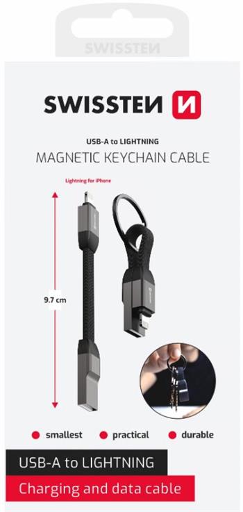 SWISSTEN MAGNETICKÝ KEYCHAIN KABEL USB-A / LIGHTNING 9,7 CM