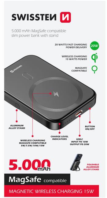 SWISSTEN POWER BANK PD 20W 5000 mAh (kompatibilní s MagSafe)