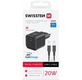 SWISSTEN SÍŤOVÝ ADAPTÉR GaN 1x USB-C 20W POWER DELIVERY ČERNÝ + DATOVÝ KABEL USB-C/USB-C 1,2 M ČERNÝ