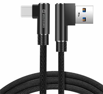 TEXTILNÍ DATOVÝ KABEL SWISSTEN ARCADE USB / USB-C 1,2 M ČERNÝ