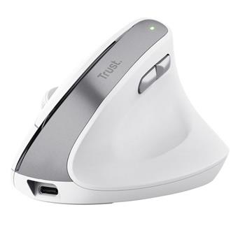 TRUST Bayo II Ergonomic Wireless, vertikální bezdrátová USB myš, bílá