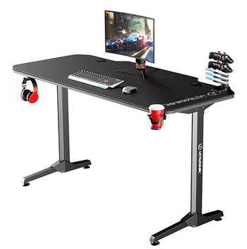 ULTRADESK Herní stůl FRAG - BLACK, 140x66 cm, 76 cm, s XXL podložkou pod myš, s ultradesk BEAM, držák sluchátek i nápojů