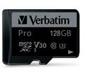 VERBATIM Pro microSDXC 128GB UHS-I V30 U3 + SD adaptér