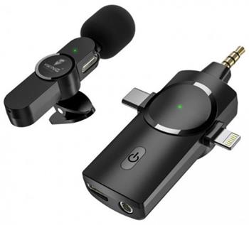 Viking bezdrátový mikrofon s klipem M360, konektor USB-C / Lightning / 3,5 mm jack